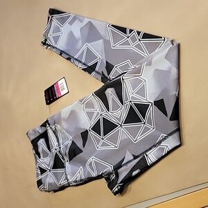 Skechers Size S Geo-abstract Print Black Gray Leggings Yoga PantsTag! NEW